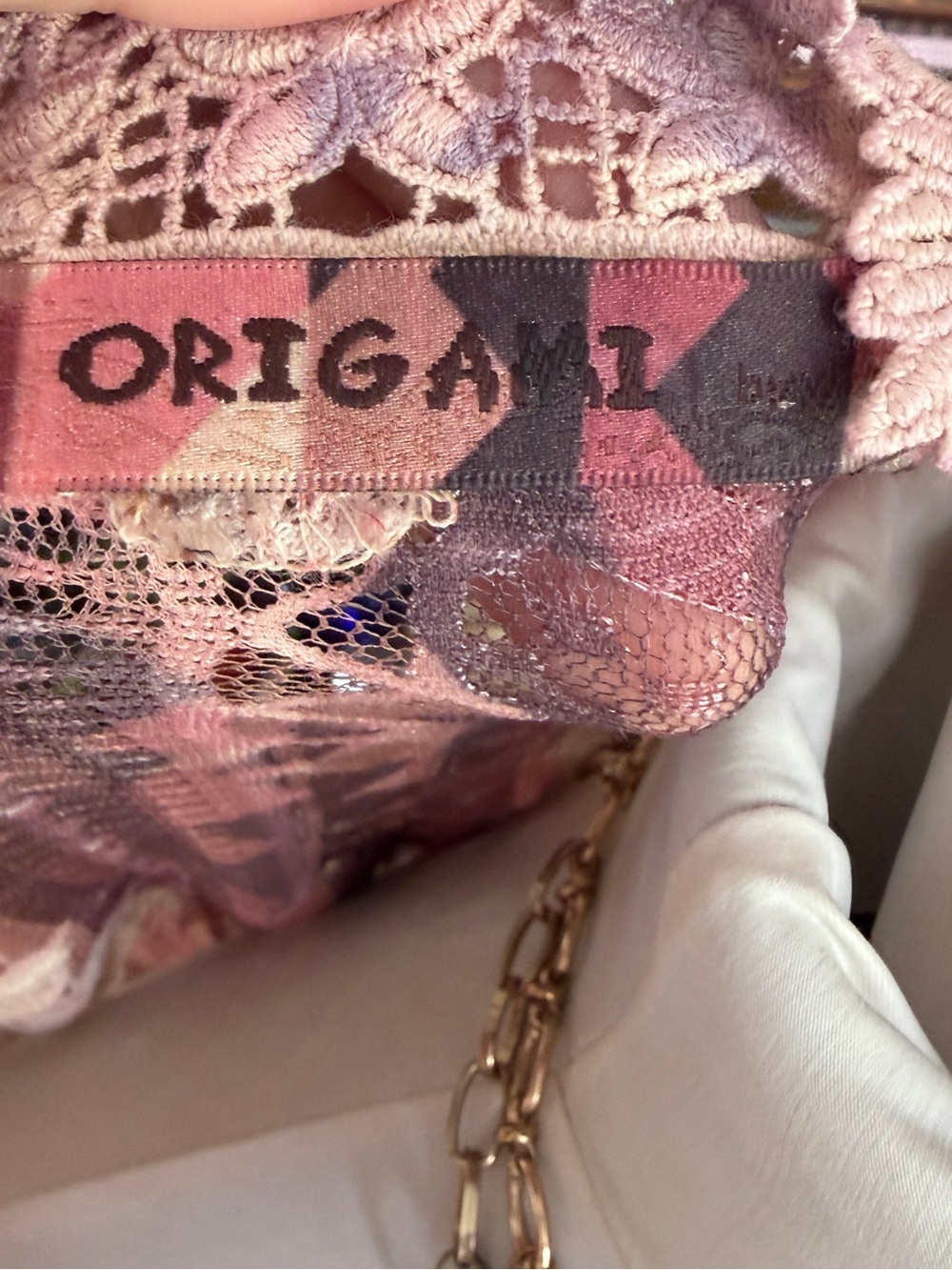 Origami Boutique Pink Lace Patchwork Layered Duster Cardigan M NWOT - Picture 13 of 15